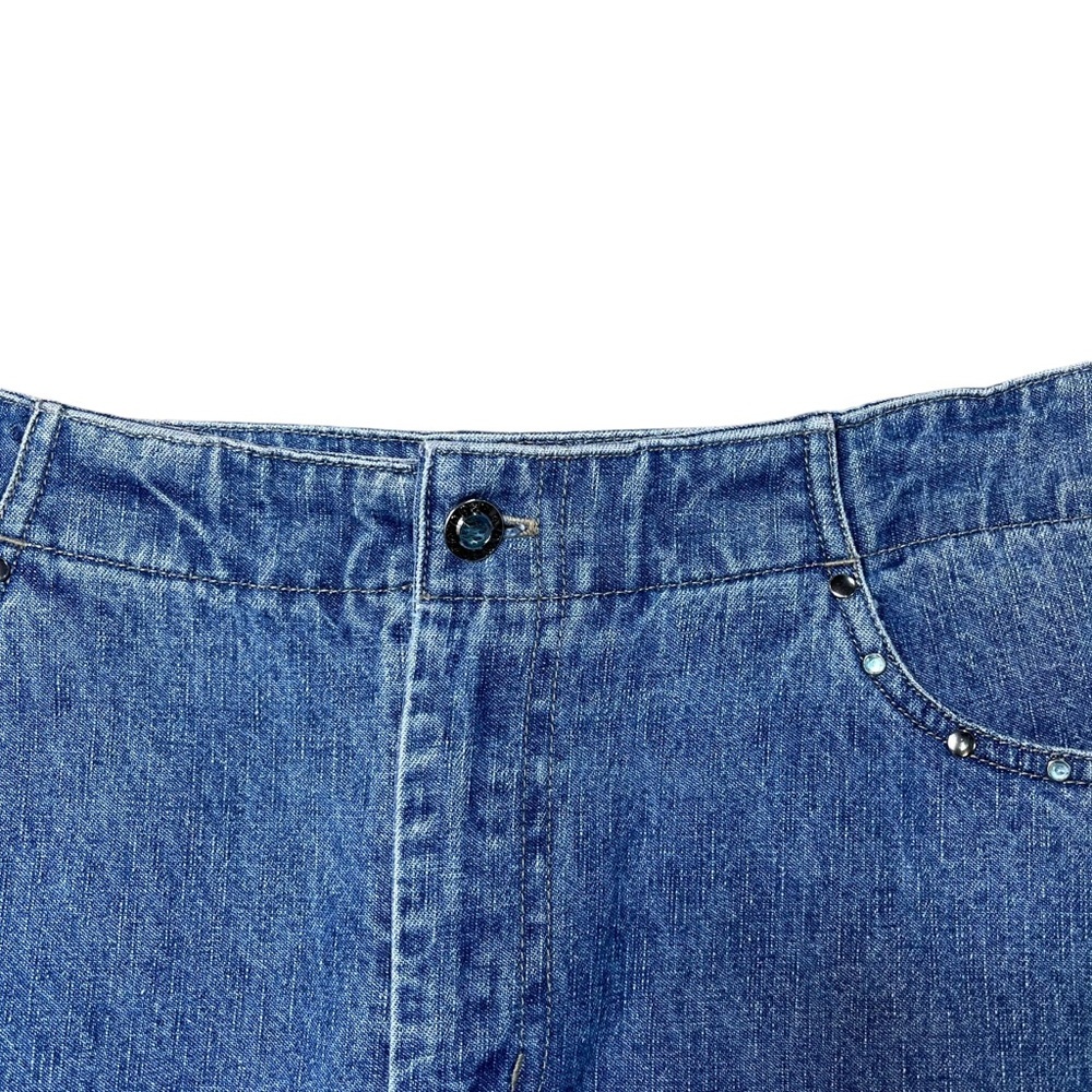 💙 Vintage Y2K Faded Glory Denim Skirt Rhinestone Studded Medium Wash‎ 6 - Picture 4 of 6
